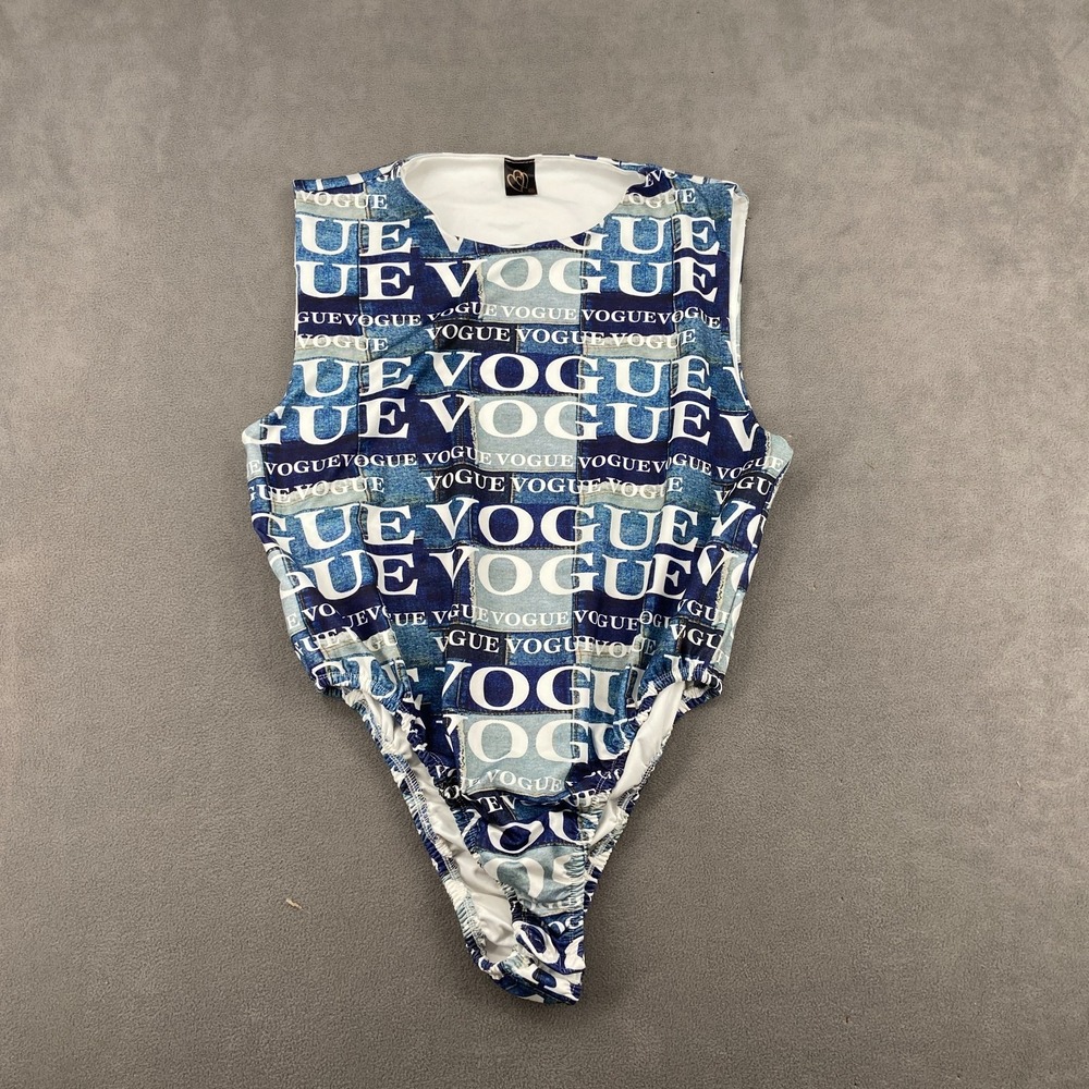 Vogue‎ Inspired Bodysuit Womens 2X Multicolor All Over Print Stretch Sleeveless